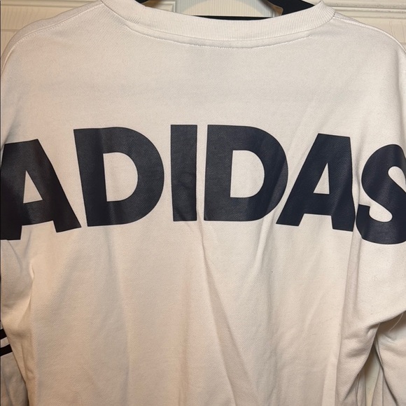 Adidas Woman’s White Crewneck Sweatshirt with Logo Across Back Size Medium - Picture 3 of 10